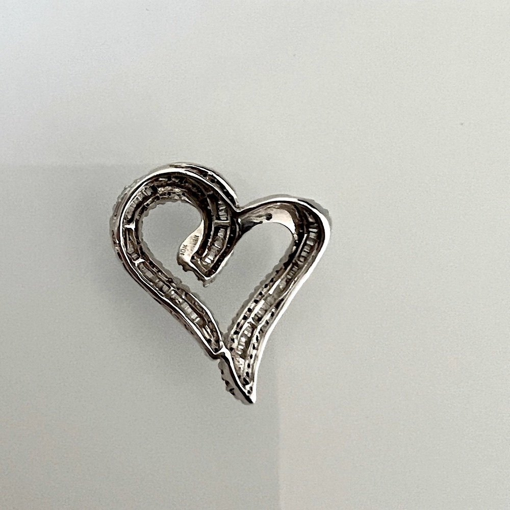 Solid 10K White Gold 0.50ctw Natural Diamond Heart Love Pendant - Picture 3 of 5